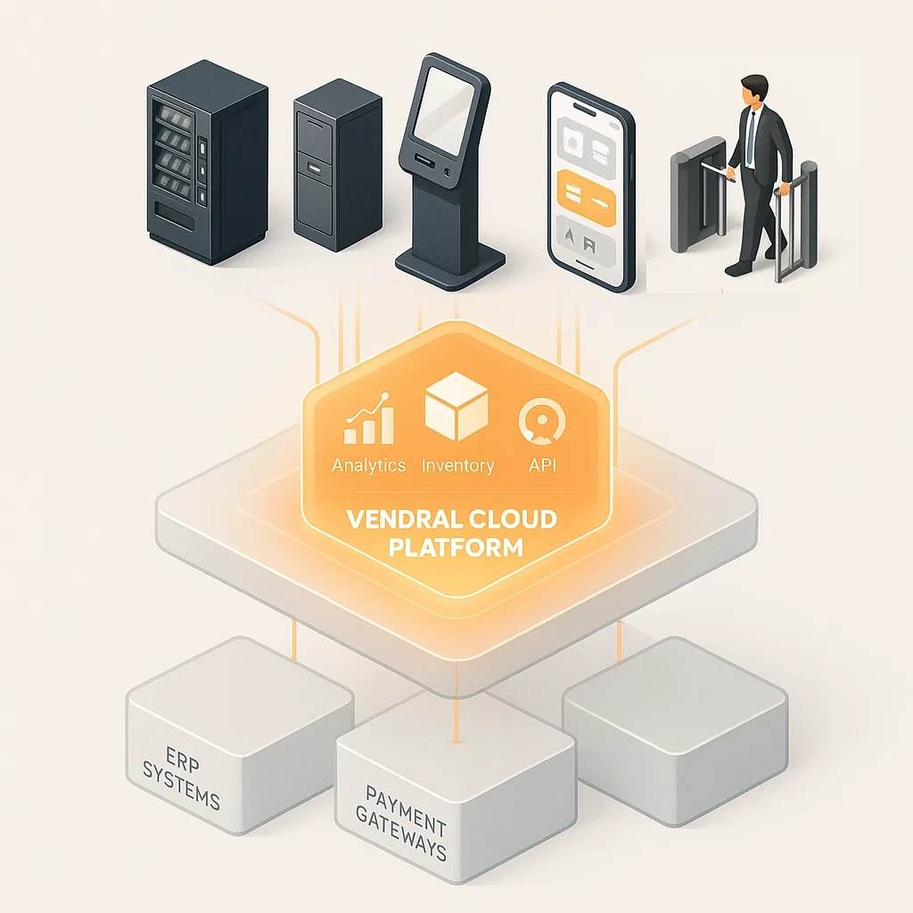 Skýringarmynd af Vendral sem skýjaverkvangi fyrir sjálfsölu