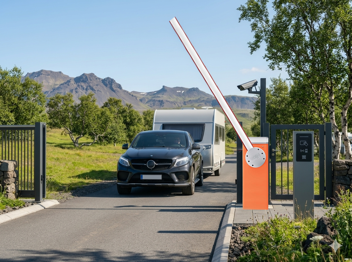 Bómuhlið við innakstur